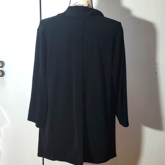 Travelers By Chico's Womens Black open waterfall Cardigan w/ back detail Sz.1 - Picture 3 of 6